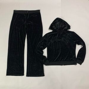 Y2K Black Velour Tracksuit Set